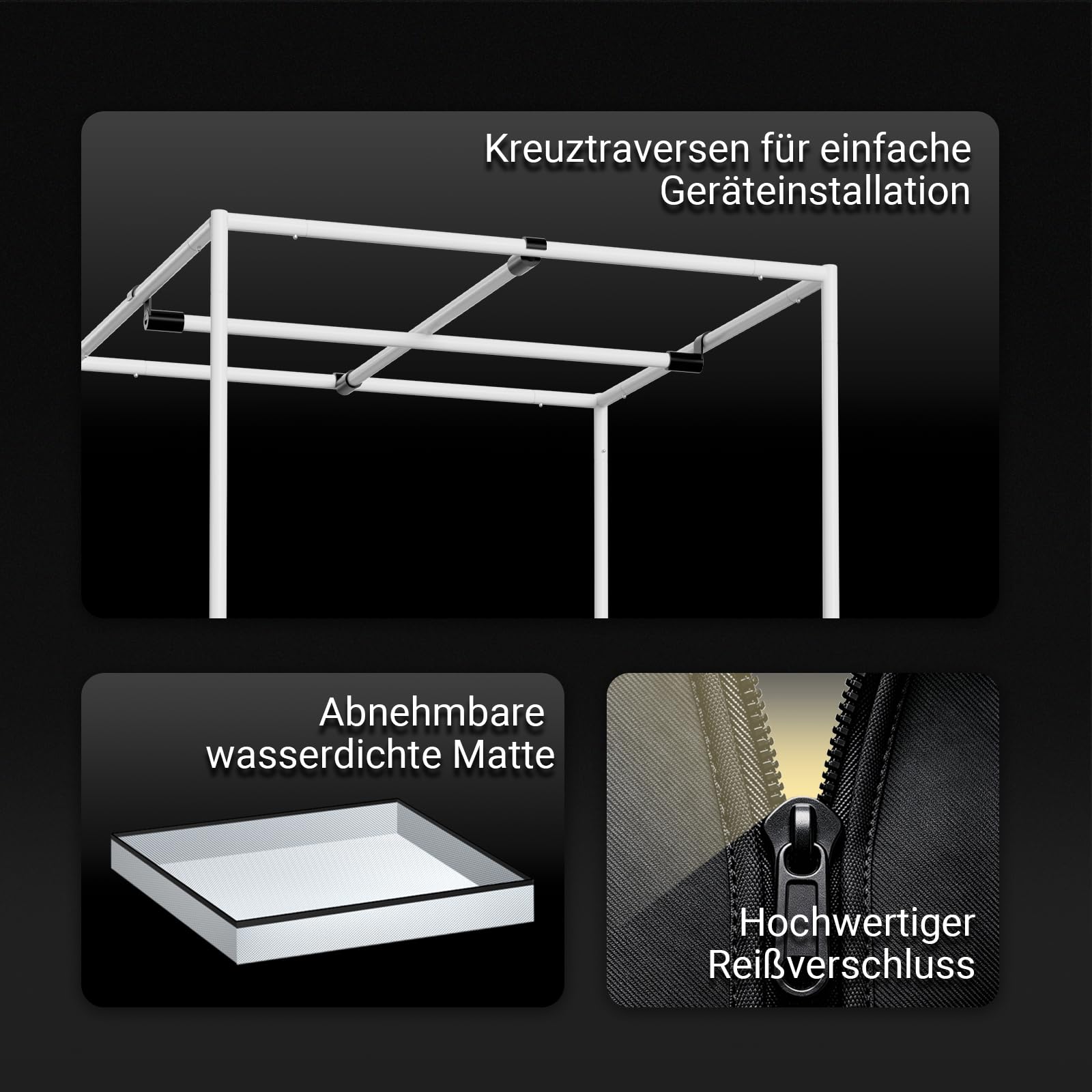 Standard Growzelt Komplettset mit Growzelt 60x60x180 cm und Regelbar Rohrventilator 100mm Set Belüftungssystem Transparente Schicht Indoor Grow Zelt Komplett Set für Hydrokulturen