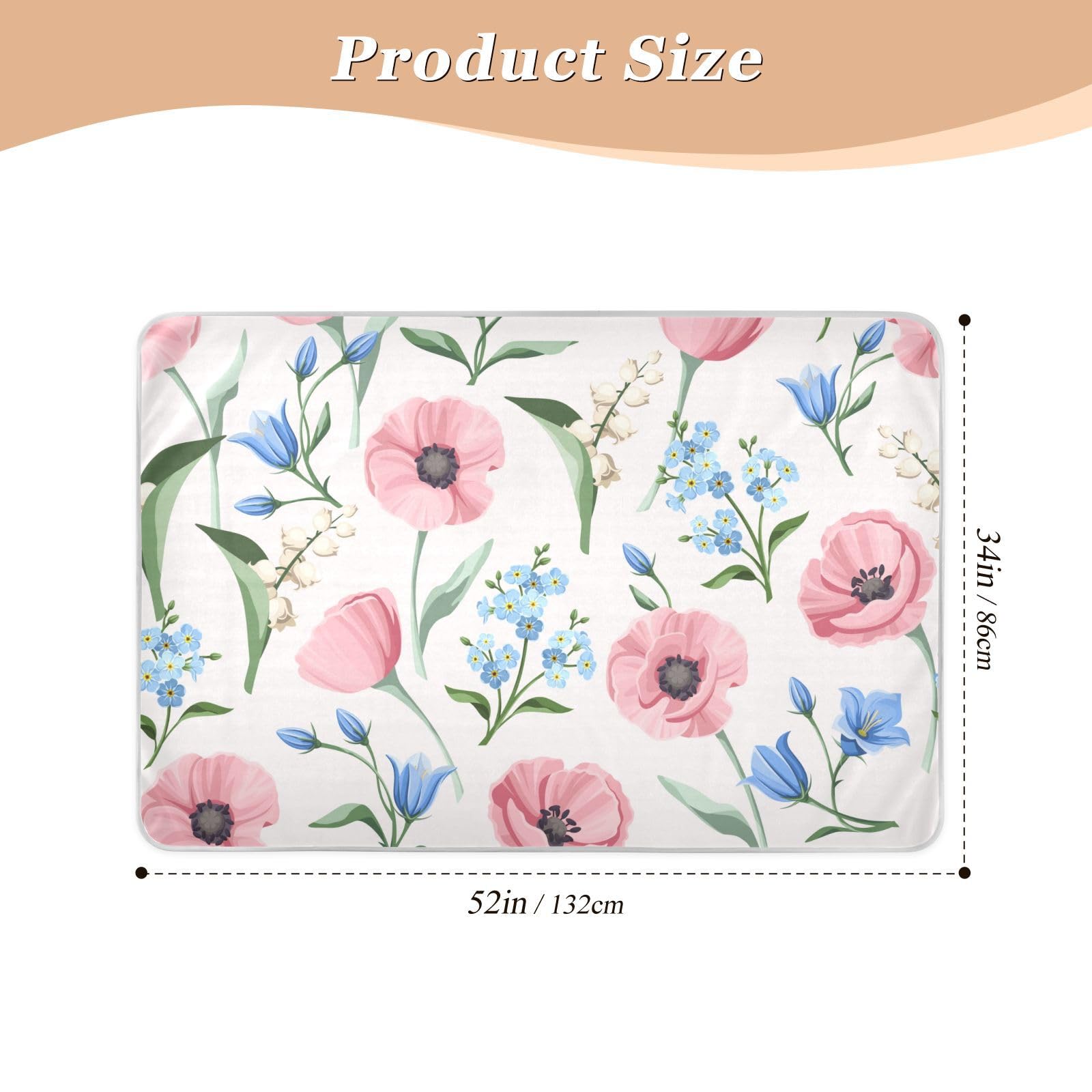 Poppies Bluebells Pattern Washable Bed Pads 34