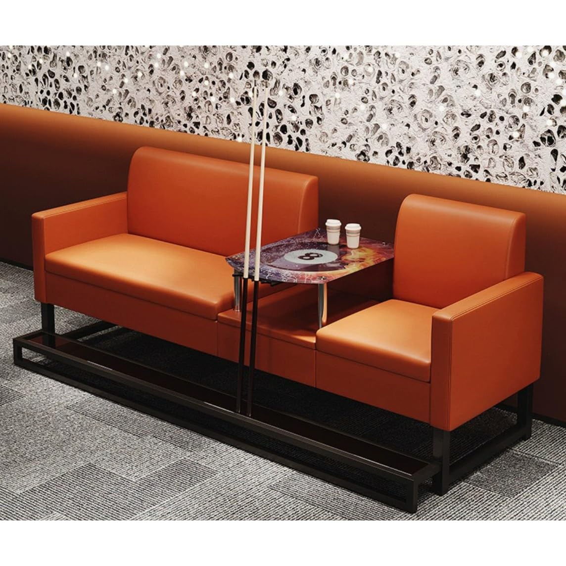 KIBONCY Modular Restaurant Booth Seating Set, Multi-Size & Color, with Coffee Table & Divider, for Cafe, Bar, Gaming Room(K)