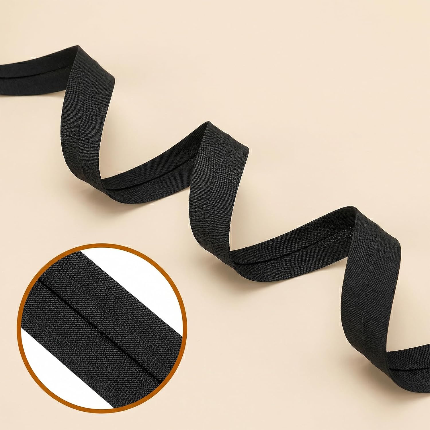 DOPENSPI 21.8 Yards Bias Tape, 1/2 Inch BiasTapes for Sewing Cotton Black Bias Binding Tape Hemming Tapes for DIY Sewing Seaming Piping Hemming Binding Crafts