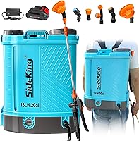 SideKing 4 Gallon Battery Backpack Sprayer Makita 18V Compatible, 0-100 PSI Adjustable Electric Sprayer, 2.6Ah Battery & Charger, 5 Nozzles, 25FT Range