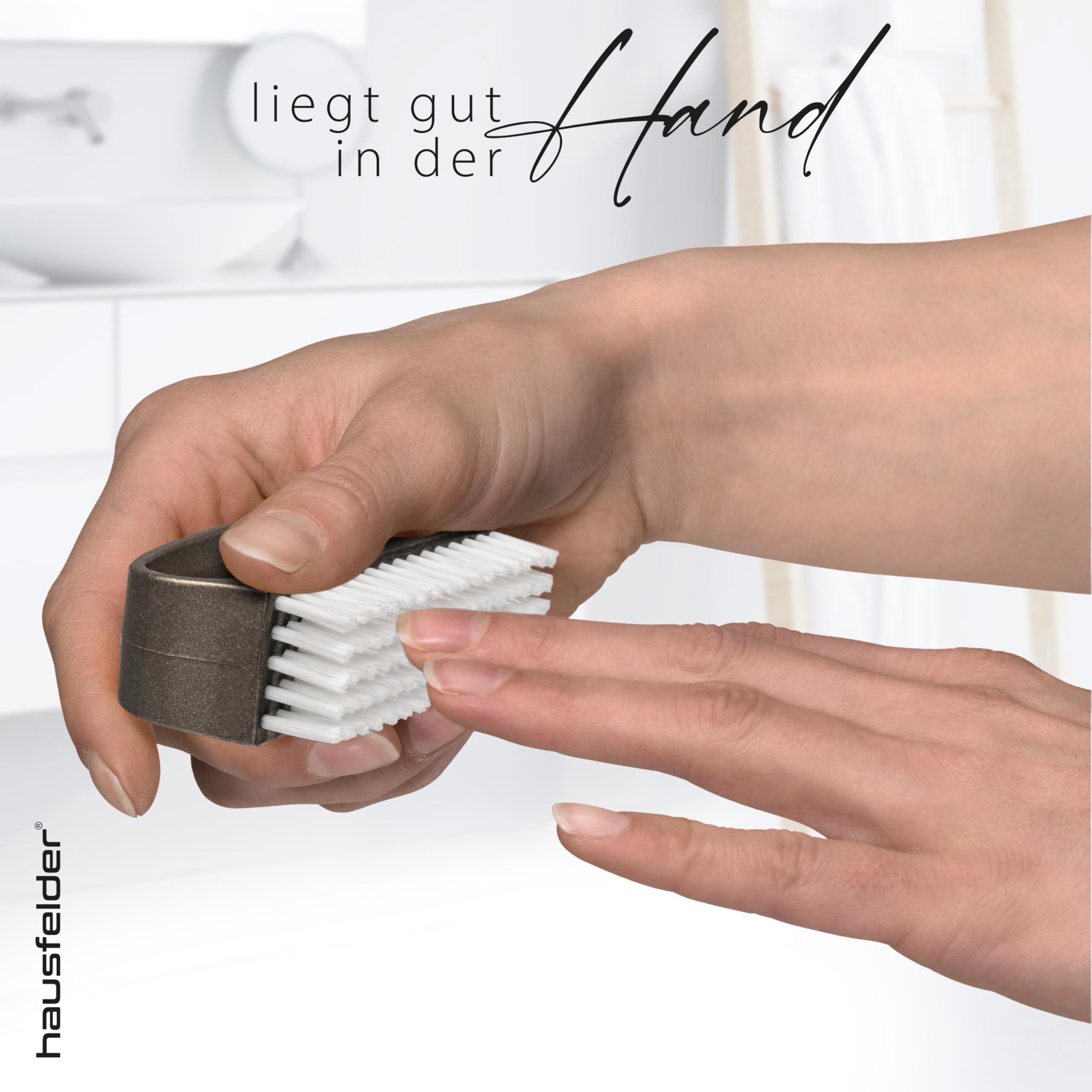 Hausfelder Hand Brush Nail Brush with Handle - Finger Brush Soft - Fingernail Brush Hand Wash Brush Set of 4 (White, Soft Bristles, Set of 4) - Image 2