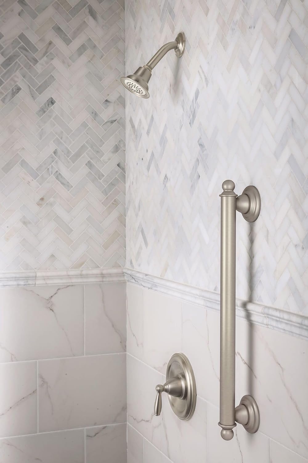 Moen Brantford Brushed Nickel Posi-Temp Pressure Balancing Shower Trim Kit with Shower Head and Lever Handle, Valve Required, T2152BN