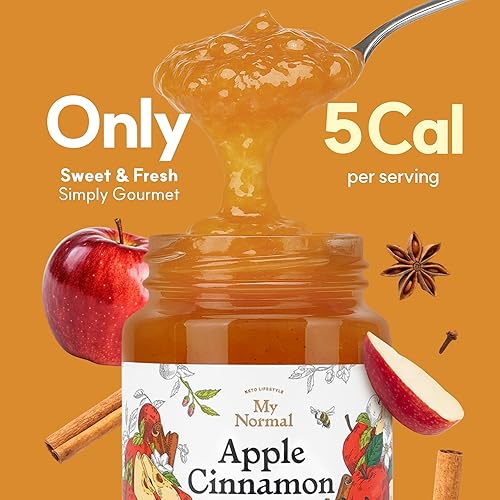 Miniatura 4 de My Normal Mermelada de manzana y canela sin azúcar, apta para diabéticos, gelatina de manzana al 50% con alulosa, keto y mermelada de azúcar sin