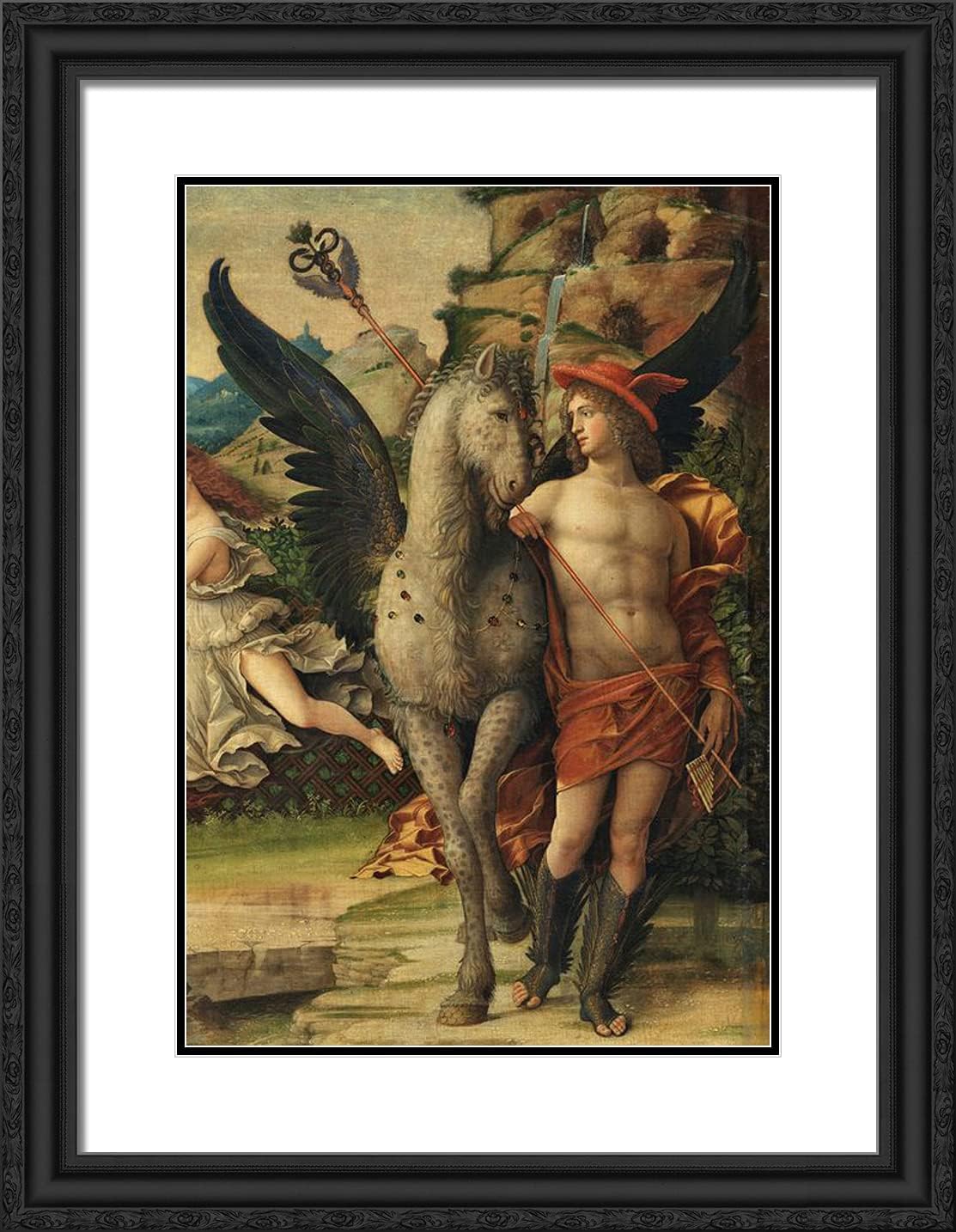 ArtDirect Mantegna, Andrea 19x24 Black Ornate Framed Art Print with Double Matting Titled: Pegasus and Mercury