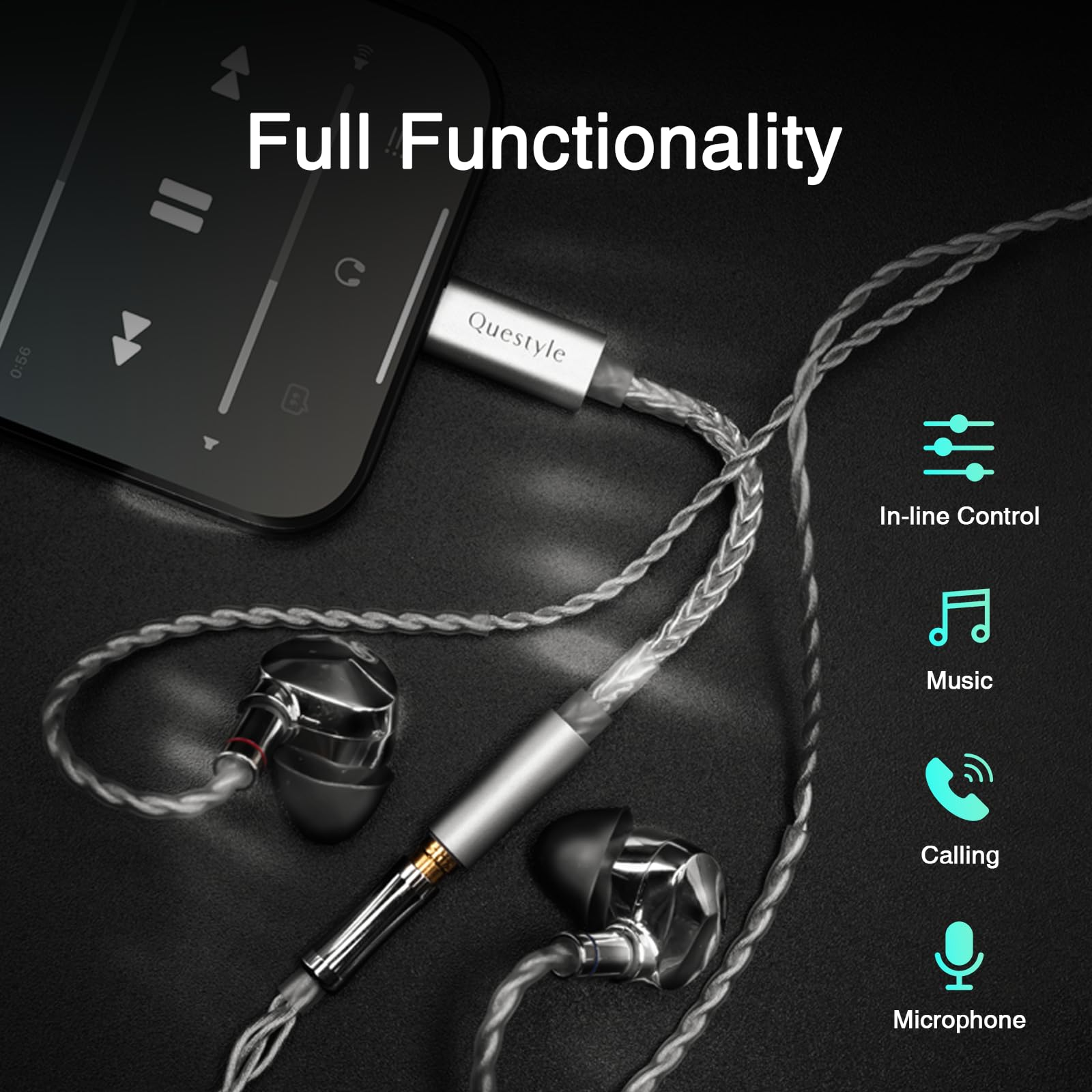 Questyle Adapter słuchawkowy USB C na 3,5 mm