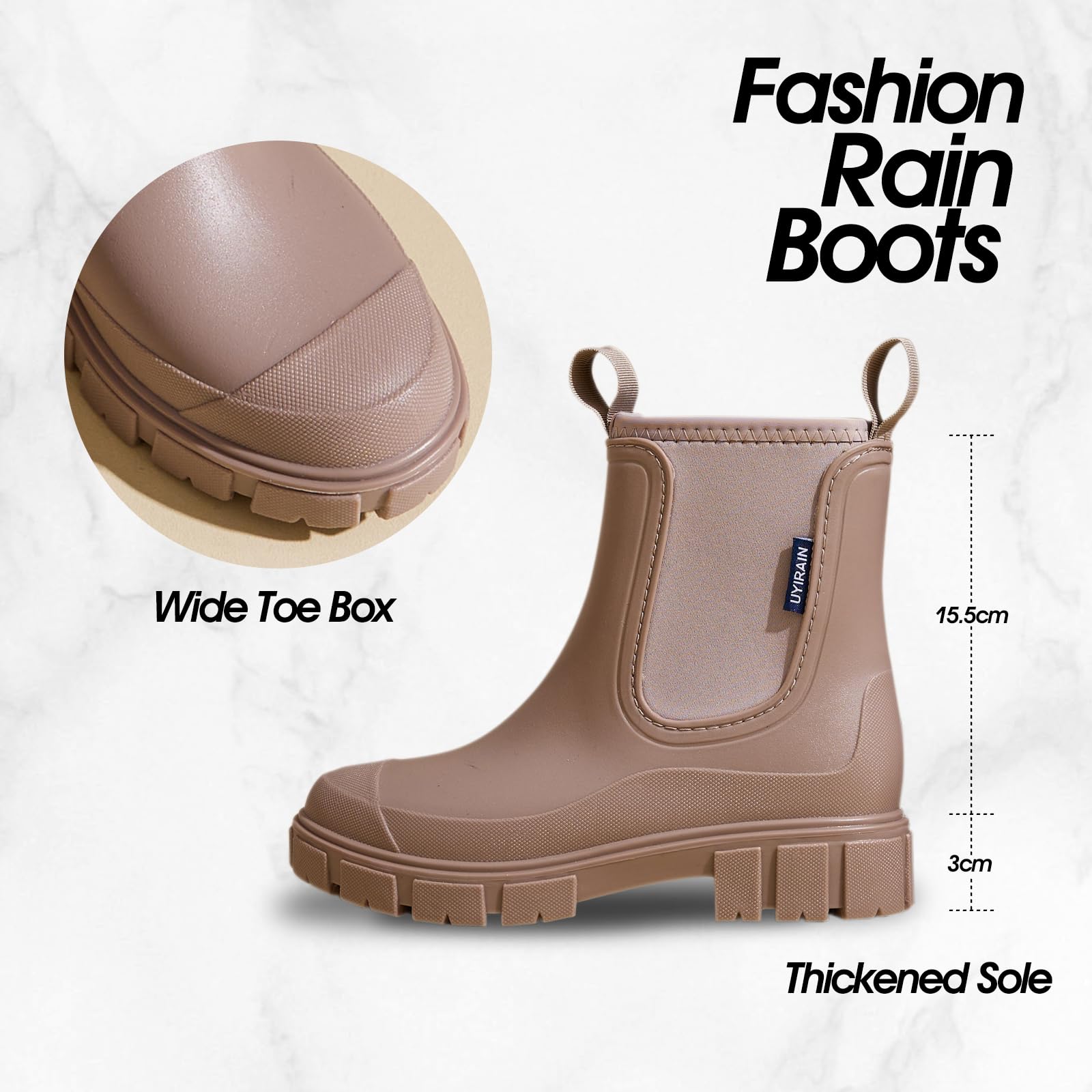Stivali da Pioggia da Donna Stivali di Gomma Impermeabili Rain Boots Giardino ed Escursionismo Comodi Stivali Chelsea 36-41 EU