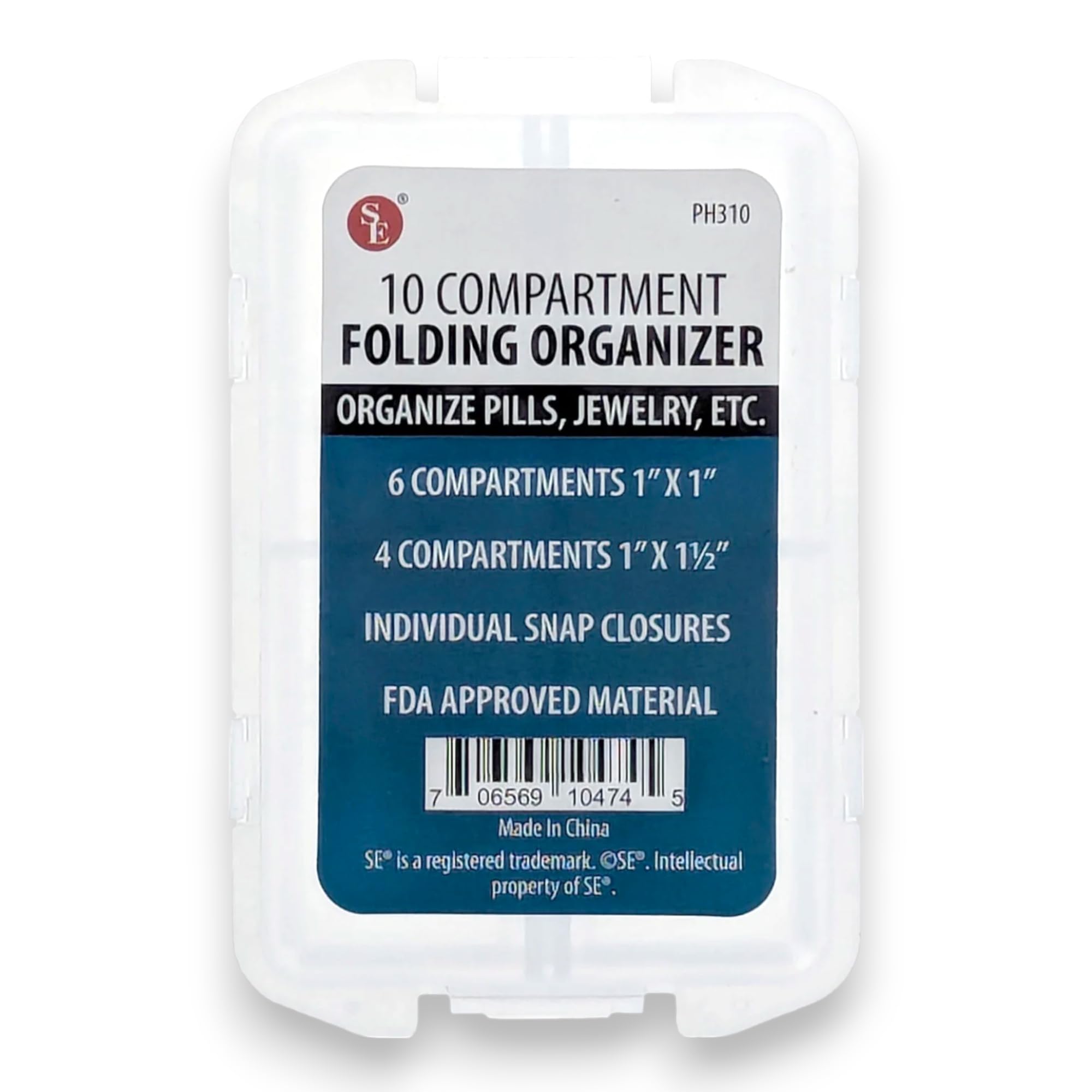 10-Compartment Folding Organizer Convenient Solution for Storing Pills Small Essentials
