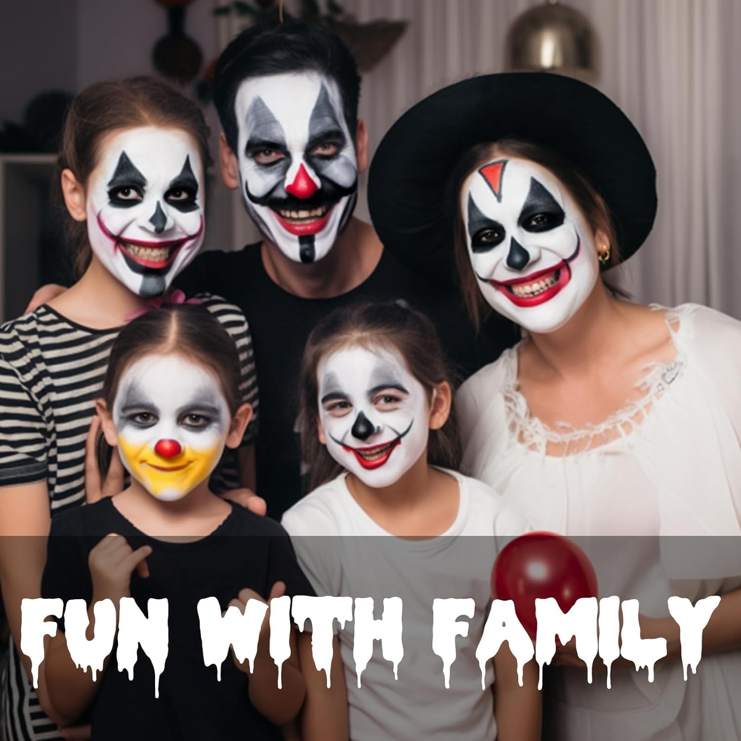 White Black Red Joker Clown Face Body Paint with Brushes for Halloween Makeup, Water Based Face Painting Kit Non Toxic for Kids & Adults, Facepaint Set for Skull Witch Goth Vampire SFX Cosplay Make Up - Image 6