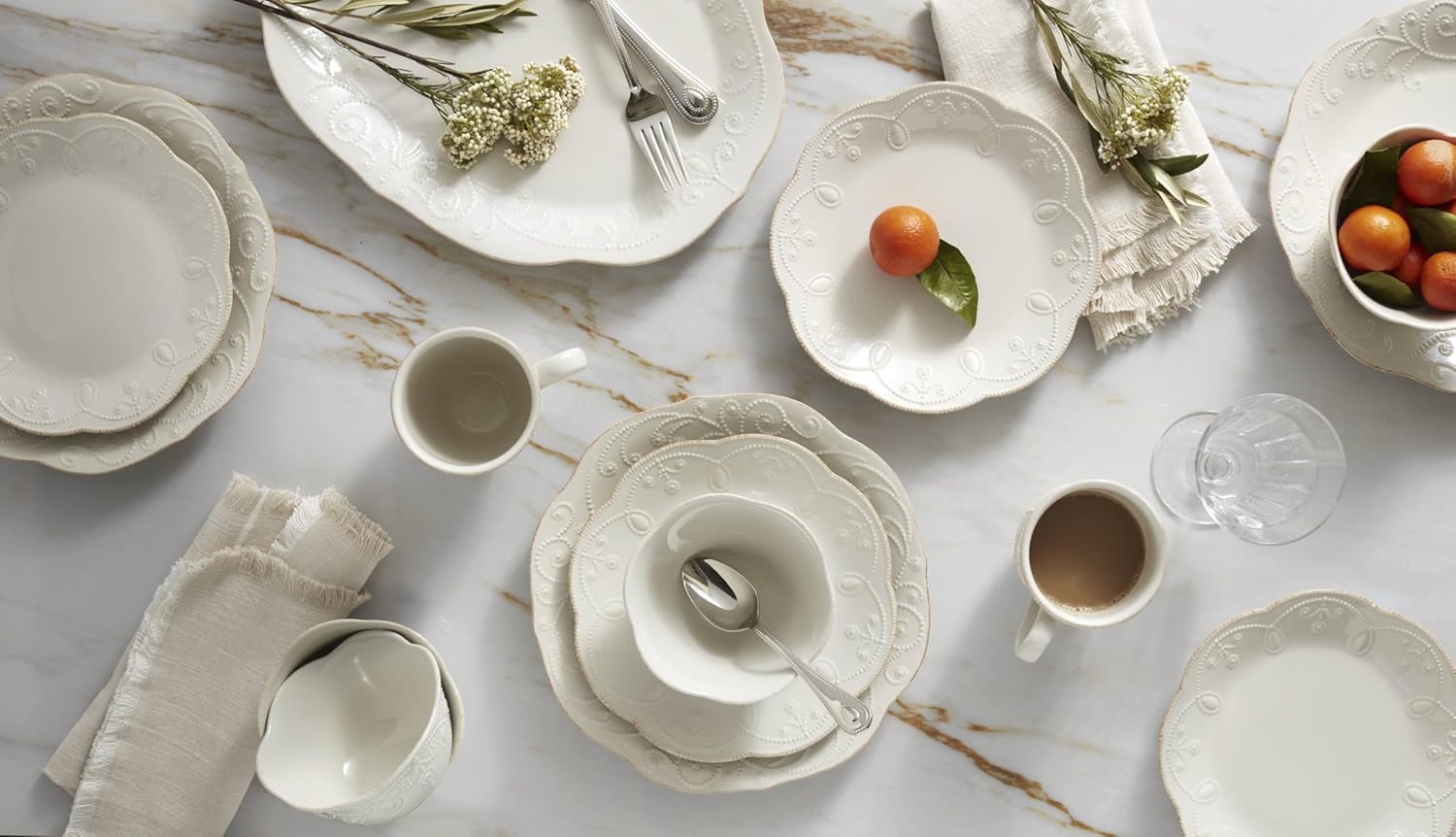 Lenox 890951 French Perle 12-Piece Plate & Bowl Dinnerware Set White - Image 8