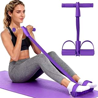 Foot Pedal Resistance Band – 6Tube Sit Up Pull Rope, Multifu