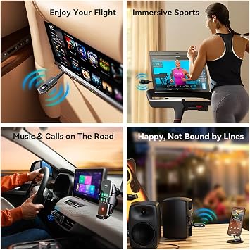 ESSAGER Bluetooth Receiver for Car, Noise Cancelling 3.5mm AUX Bluetooth Car Adapter, Wireless Audio Receiver Transmitter for Home Stereo/Wired Headphones Airplane, Gray