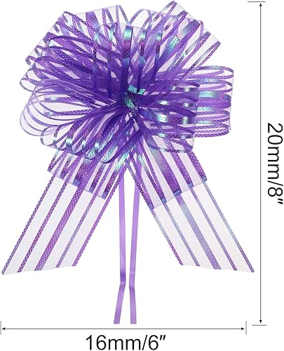 Miniatura 2 de MECCANIXITY 15 lazos grandes de organza de 6 pulgadas para envolver regalos, cinta de hilo de gasa, color morado, para cestas de boda, regalos,
