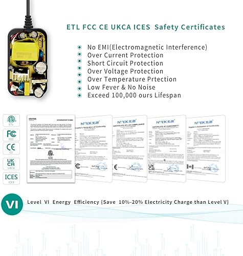 Miniatura 5 de Adaptador de fuente de alimentación de 12 V, 2.5 A, 30 W, ETL, CA a CC (entrada 100-240 V, salida 12 voltios 2.5 amperios), cable de 10 pies de