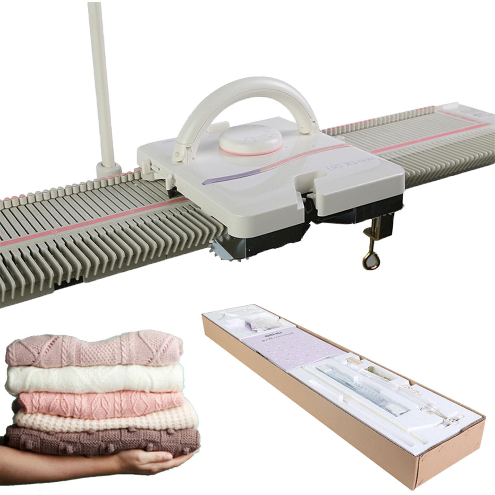 Macchina per maglieria di calibro medio, 150 punti, in plastica, portatile, set di tessitura intelligente con accessori