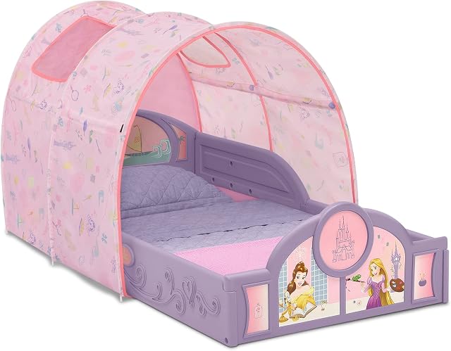 Delta Children Disney Princess Toddler Bed with Tent, Purple/Pink