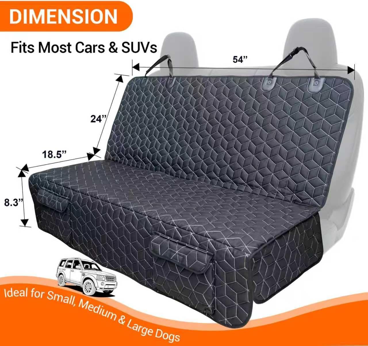 Meginc Back Seat Dog Car Seat Cover, Waterproof Car Seat Protector for Cars SUVs Trucks, Heavy Duty Non-Slip Split Bench, Dog & Kid Proof, Easy Clean, (54" W)