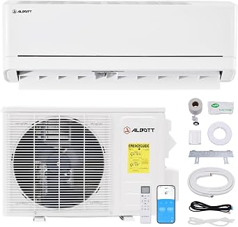 Albott 115V Mini Split Air Conditioner with Heat Pump, Wifi Enabled 12000BTU Ductless Split Ac with Self-Cleaning, SEER2 18 Air Conditioner Cools up to 750 Sq.Ft, for Home & Office