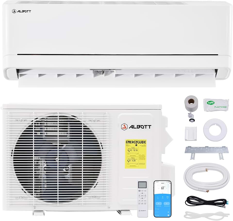 Albott 220V Mini Split Air Conditioner & Heat Pump, Wifi Enabled, 24000BTU