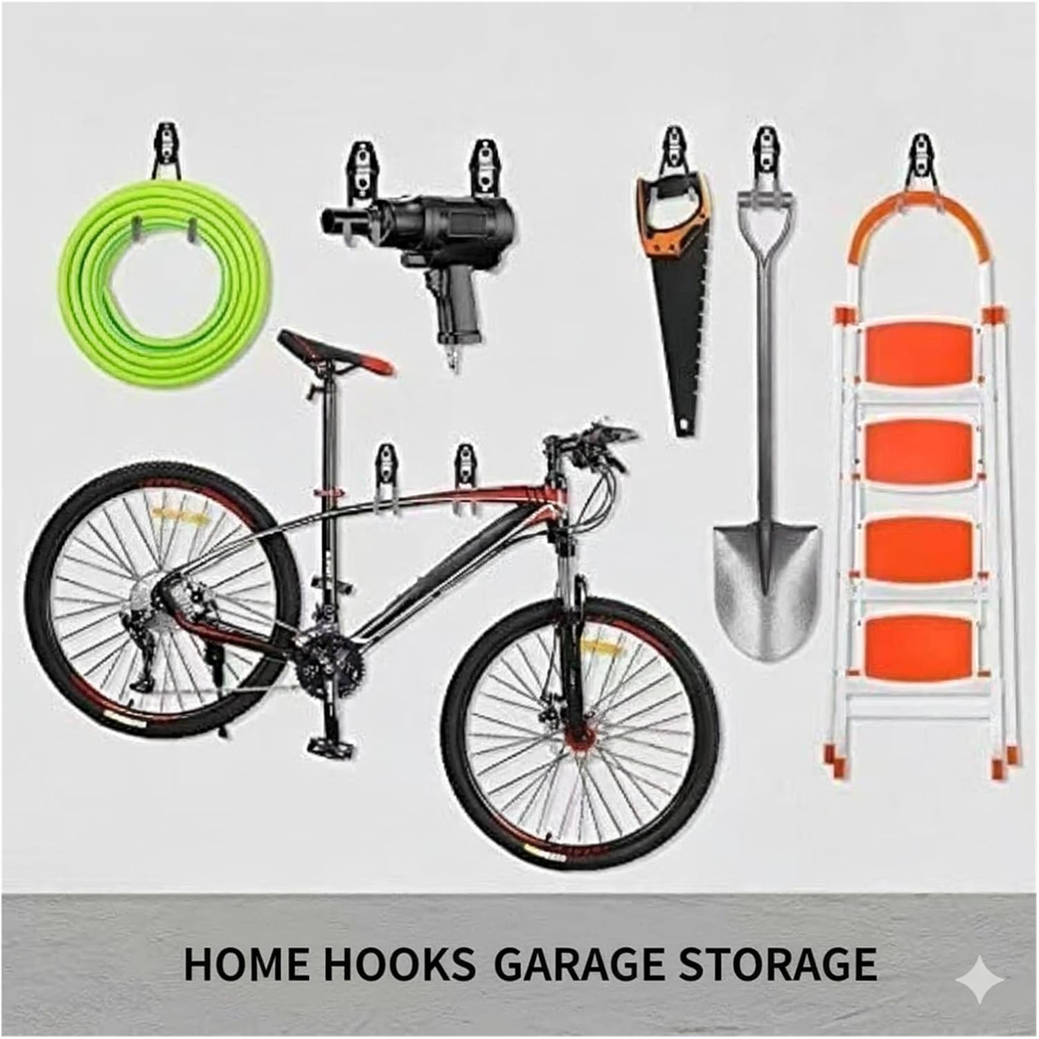 Heavy Duty Garage Hooks 12 Pack, Wall Mount Storage Hangers for Organizing Shovels, Rakes, Hammers, Saws, Garden & Workshop Tools, Durable & Space - Saving