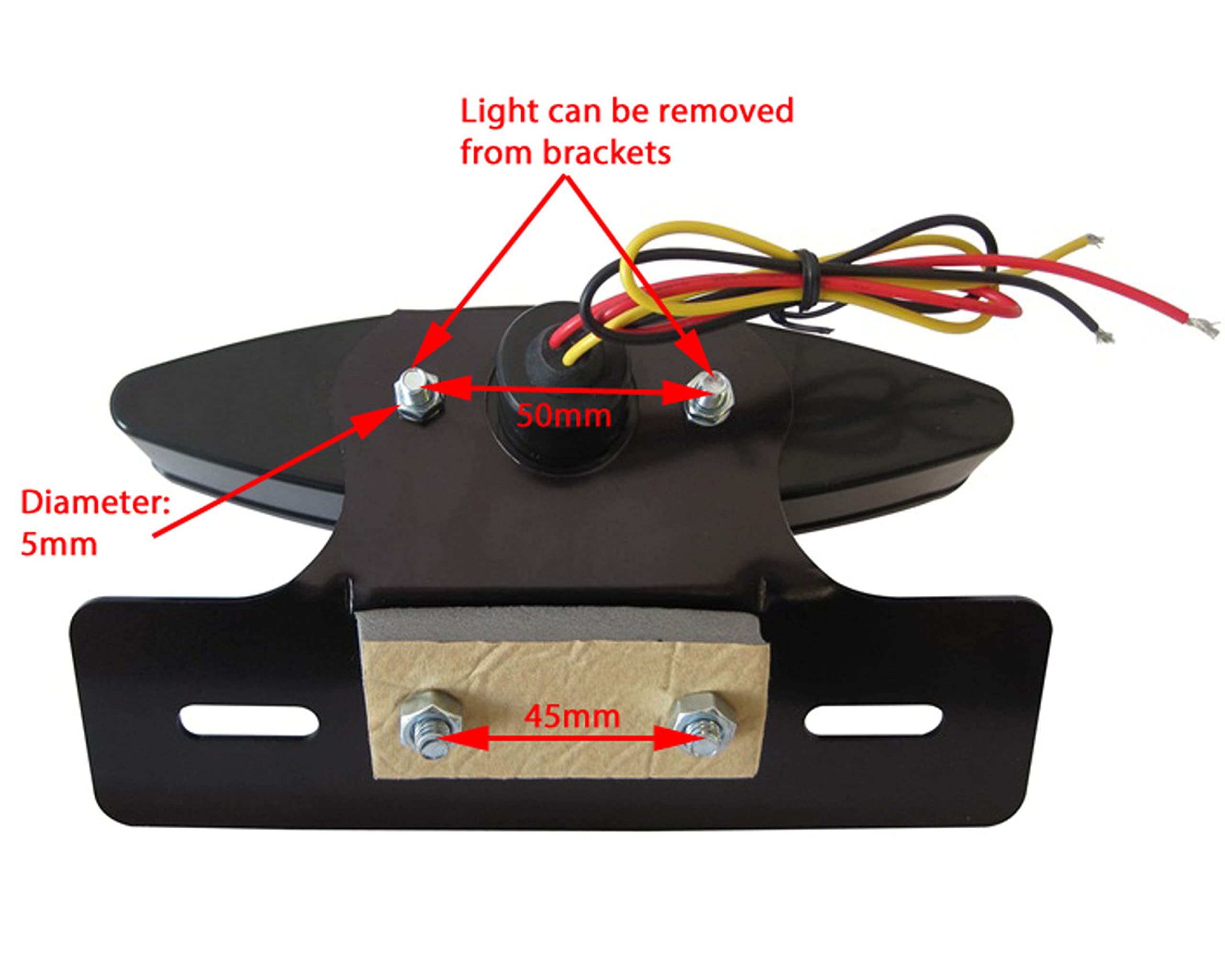 Alchemy Parts Moto LED Luz Trasera con Luces de Matrícula - Rojo Lente Negro Soporte