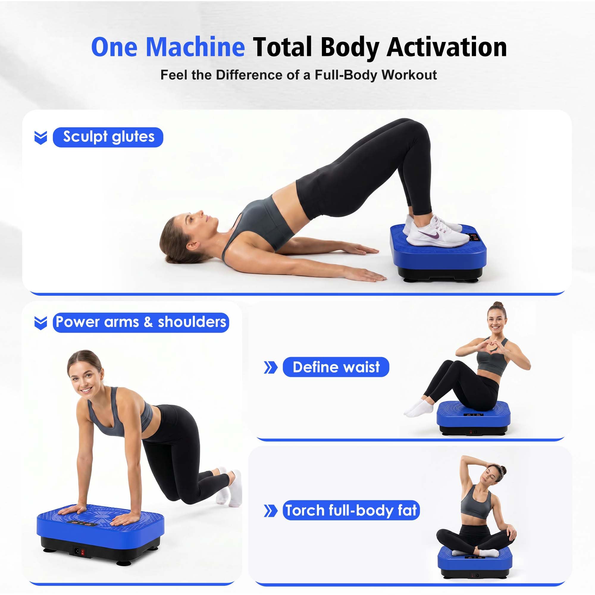 Homesy Máquina de ejercicio de placa vibratoria, placa vibratoria para drenaje linfático, plataforma de agitación de cuerpo completo para fitness en casa y quema de grasa, equipo de gimnasio deportivo