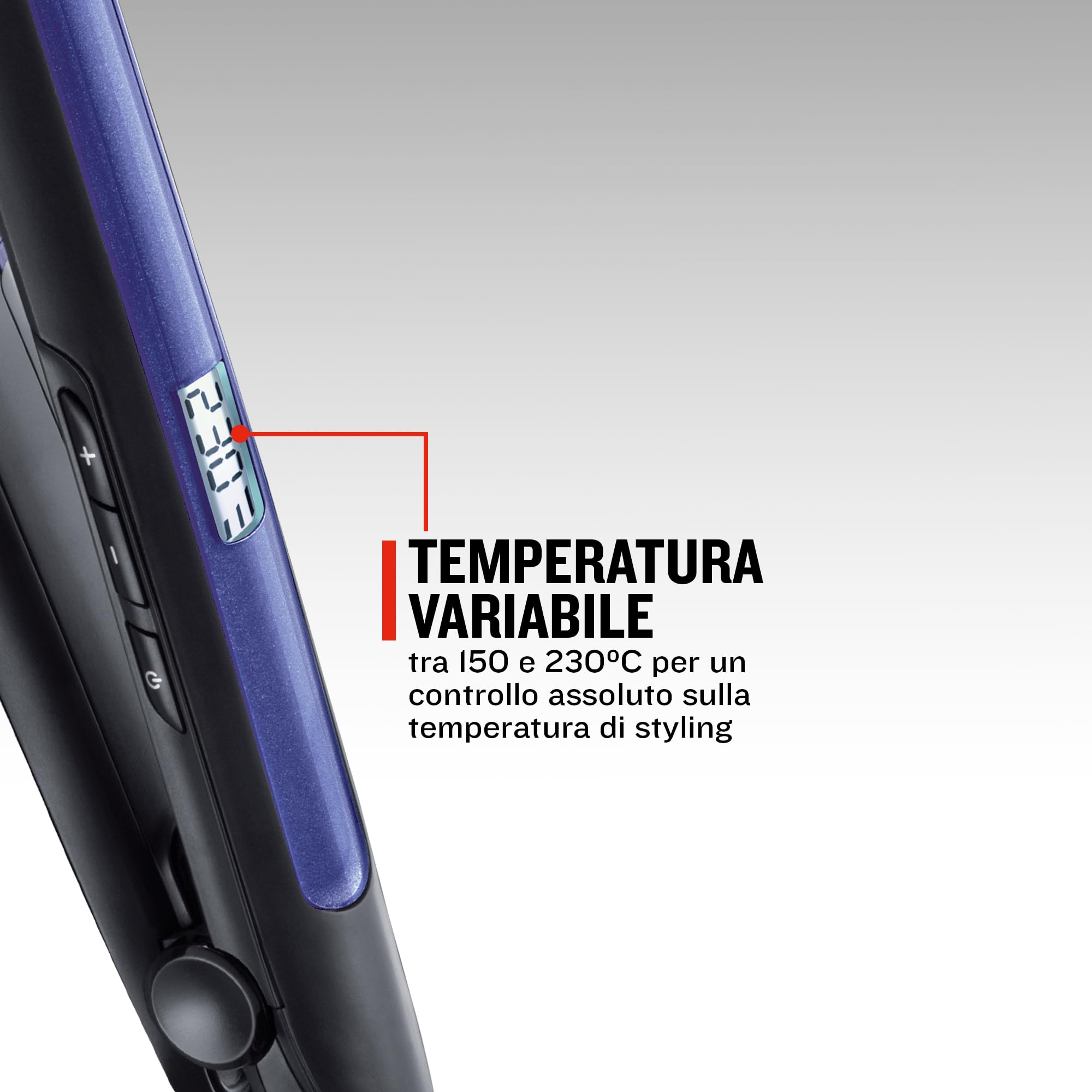 Remington: Piastra per capelli - Tecnologia a Triplo Ione: meno effetto crespo e carica statica -Rivestimento in Ceramica ultra, Tormalina, display LCD, 150-230°C, funzione aumento temperatura, S7710