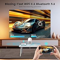 Vista 5 de 【Electric Focus】Mini Projector, Projector 4K 1080P Support, 260 ANSI Lumens Projector with Wifi and Bluetooth, Upgrade Smart Proyector, 5w Speaker