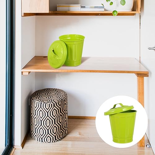 Miniatura 6 de STOBAZA Cesta de papel desechable, mini papelera con tapa, contenedor de almacenamiento de desechos de escritorio para dormitorio, bote de basura