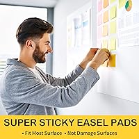 Vista 4 de Sticky Easel Pad, 25 in x 30 in, Large Sticky Notes for Wall, Super Sticky Easel Paper, Self Stick Flip Chart Paper for Teachers and Office, White