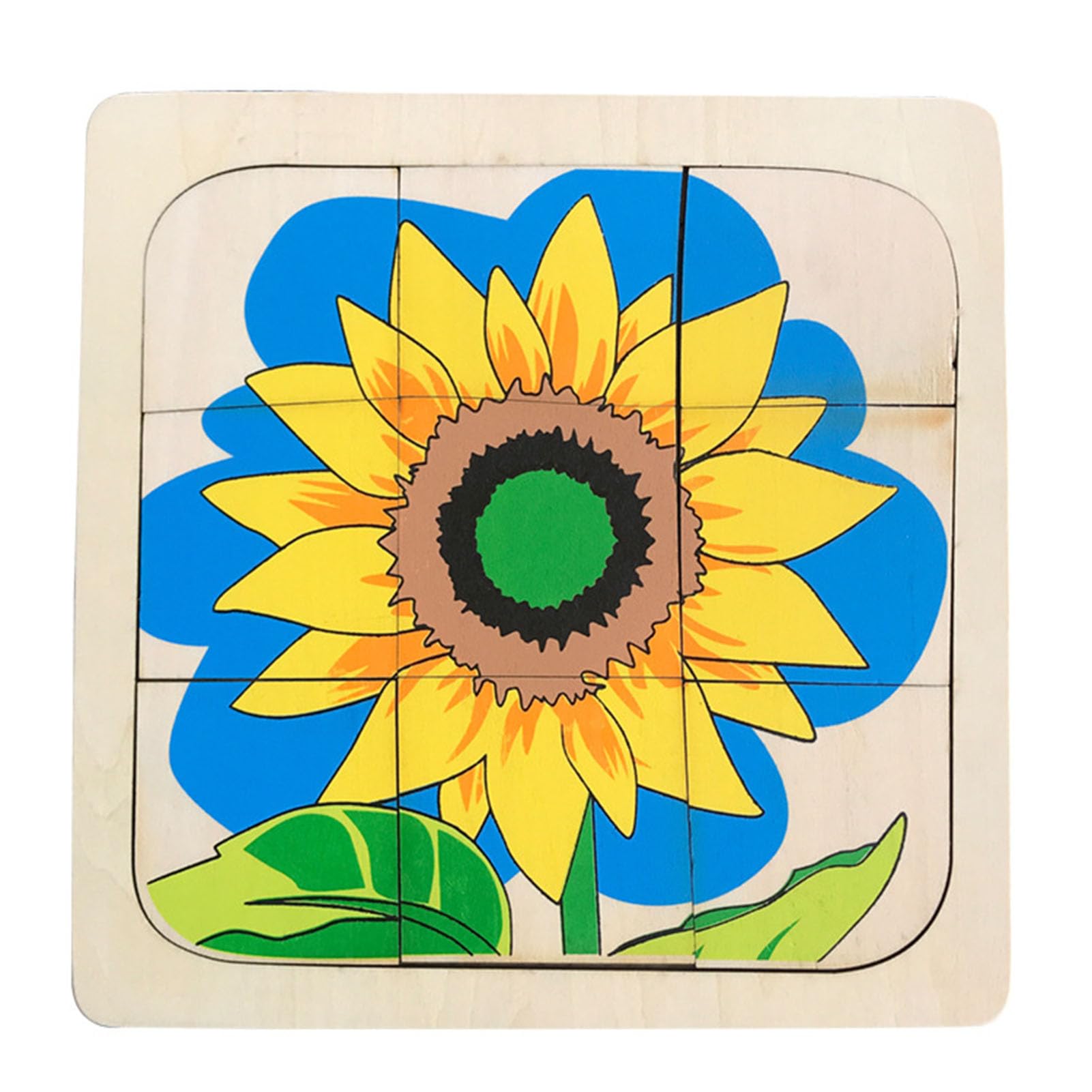 LLTCMYGS Montessori Wooden Jigsaw Puzzles, Animal & Life Cycle Learning Toys for Toddlers,sunflower