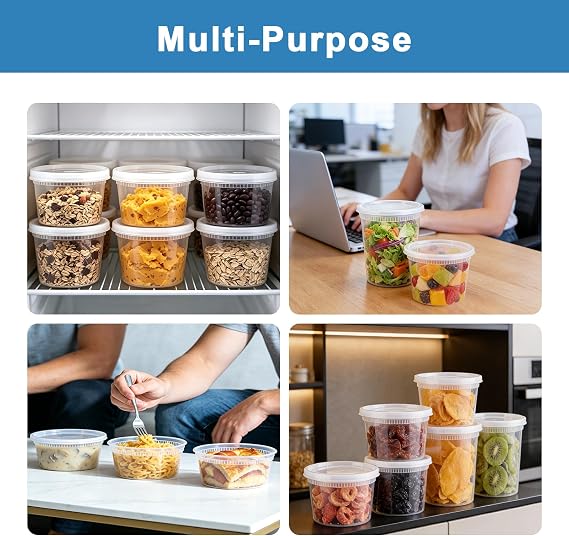 Lamosi 60 Sets Deli Containers With Lids, 8/16/32 oz Quart Containers