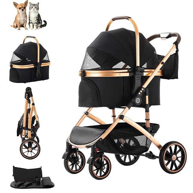Zkiprm Plegable carro para perros, Carro perro con jaula extraíble
