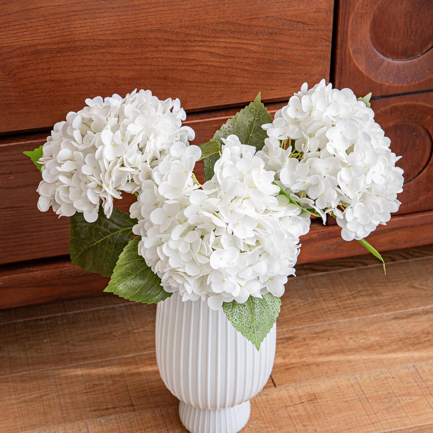 Large Soft Touch Artificial Hydrangea Flowers Bouquet - 3Pcs Blue Latex Hydrangeas for Wedding, Home, Office, Bridal Party Decoration