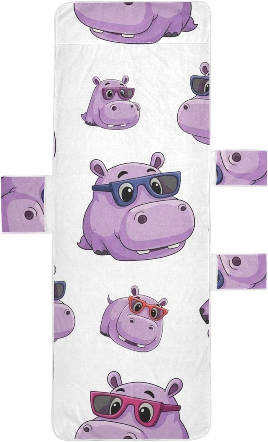 Purple Hippos Colorful Glasses Prints Chaise Lounge Chair Cover Towels Pool Lounge Beach Chair Cover Patio Chase Lounger 85" x 30"