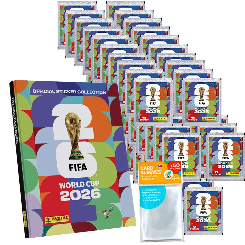 World Cup 2026 Sticker 1 Hardcover Album + 50 Tüten + Exklusive Collect-it Hüllen (Eigenmarke Bundle)