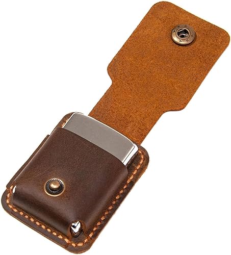 Miniatura 2 de Funda de cuero hecha a mano para encendedor para hombres, para funda de cuero Zippo, regalo de cumpleaños para él o ella (marrón)