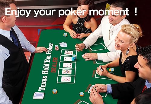 Miniatura 7 de Cifupy Tapete de póquer  71 x 35 pulgadas, 47 x 24 pulgadas, 94 x 47 pulgadas, tapete de mesa de póquer de espuma de goma portátil, tapete de diseño