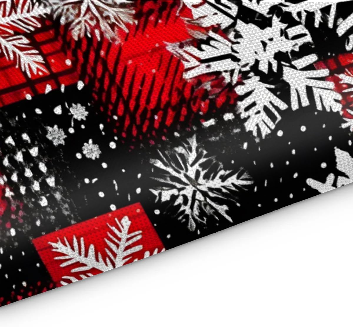 Snowflake Red Plaid Placemats Set of 6 Place Mats 12 X 18 Inch Seasonal Washable Table mats for Party Kitchen Indoor Outdoor Dining Table