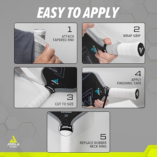 Miniatura 5 de JOOLA Pickleball Overgrip  Tacky Feel Premium Synthetic Overgrips  Juego de 4  Cinta de agarre de pickleball para raqueta de cualquier marca  Cinta