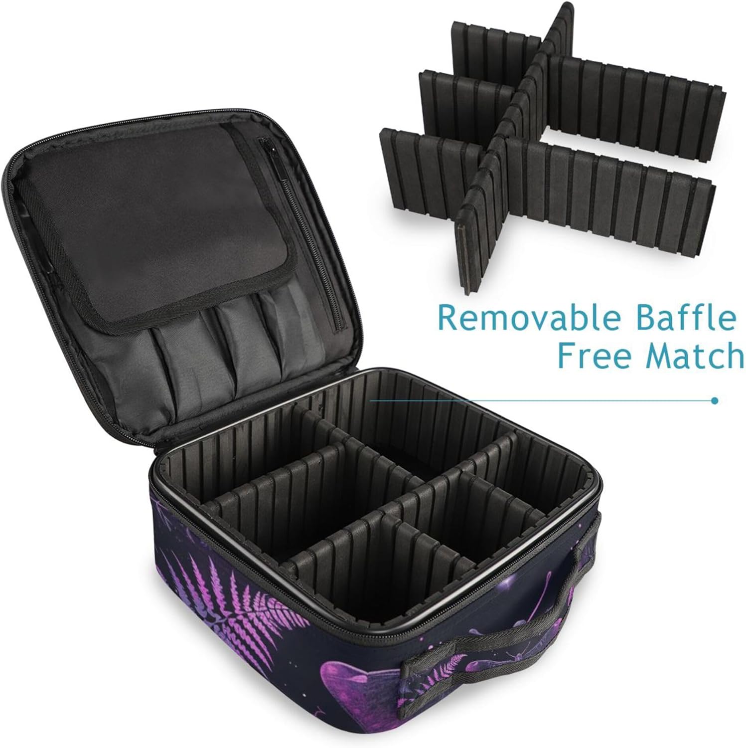 MNSRUU Travel Makeup Bag, Gothic Skull Butterfly Women Makeup Case Organizer Cosmetic Toiletry Bag for Teenage Girl with Adjustable Dividers