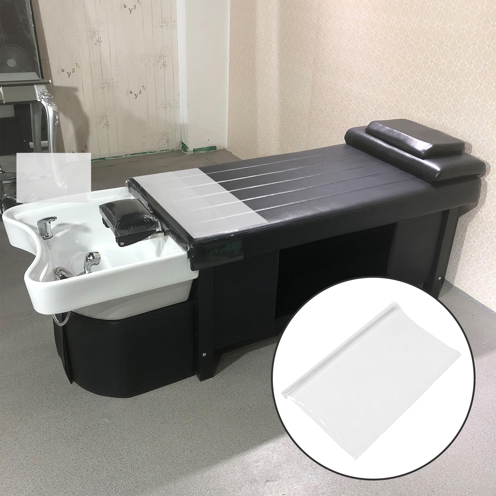 rutschfeste wasserdichte PVC Matte 50x60cm für Shampoo Liegen und Spa Stühle, Schutz für Möbel in Kosmetik und Beautyanwendungen
