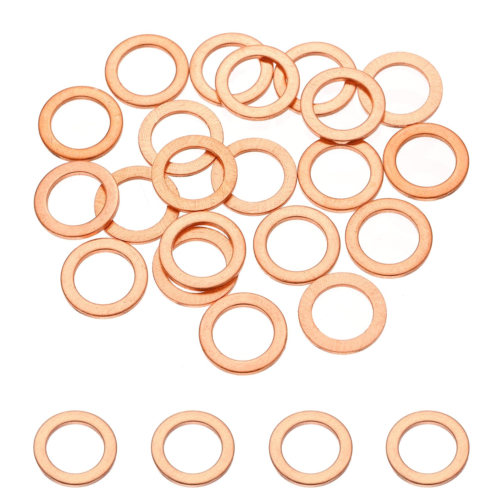DEFANEX 32 Pcs M8 Copper Washer Sealing Ring (8mm ID 12mm OD 1mm Thickness) Metric Sealing Gasket Flat Crush Washer, for Automotive Plumbing Mechanical Oil Drain Plug