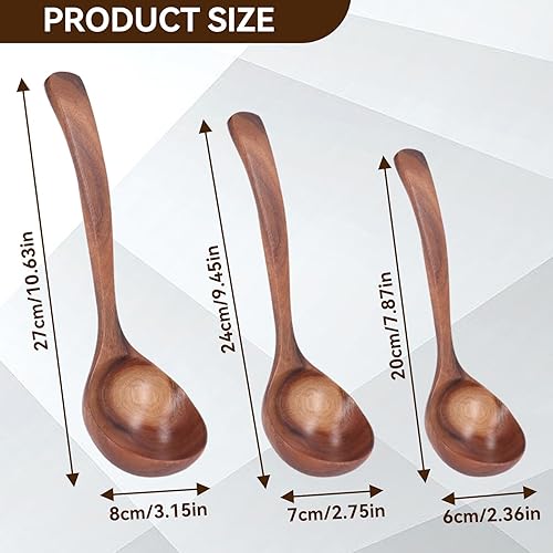 Miniatura 8 de Wooden Ladle for Cooking, Wooden Soup Spoons Wood Serving Spoon, Long Handle Scooper Wood Spoon for Soup