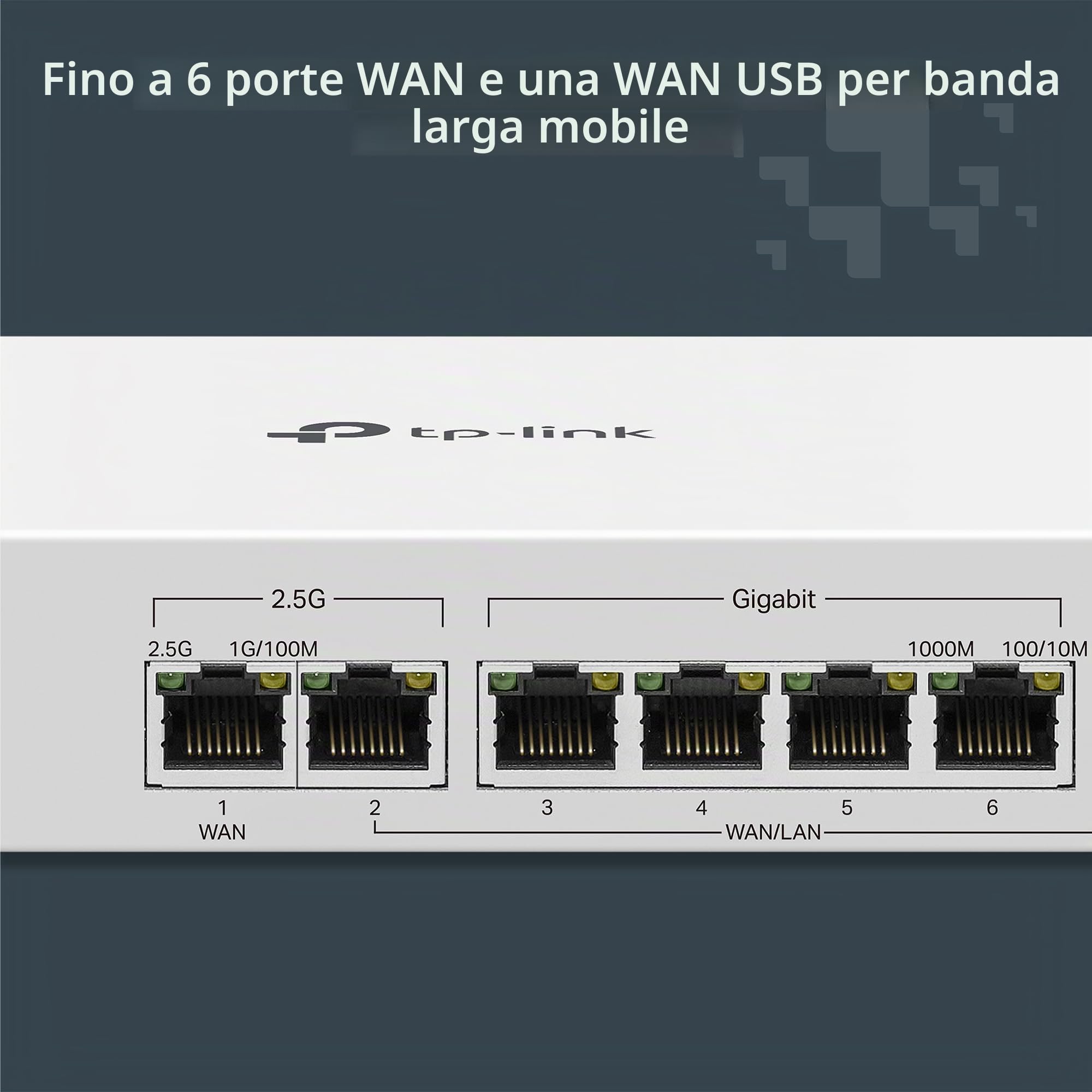 TP-Link Festa FR307-M2 | Gateway router cablato VPN multi-Gigabit | 2 * 2.5G + 5 * Gigabit + 1 * WAN USB | Rete auto-organizzante | Cloud gratuito | Bilanciamento del carico | IPSec/PPTP/L2TP/OpenVPN