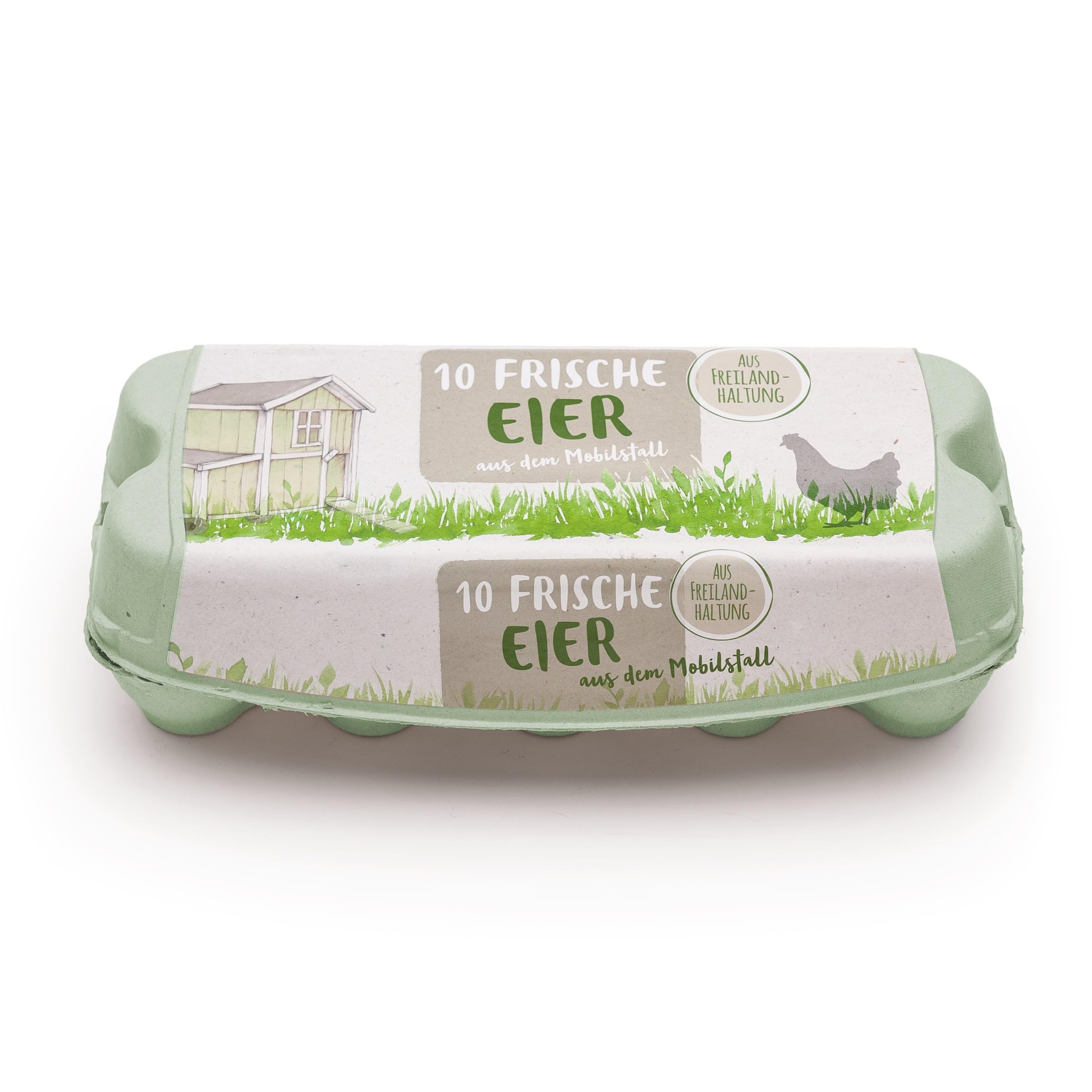ComPac Eierkarton 10er - Freilandhaltung mit Mobilstall Etikett, Eierschachtel für Eier S-L, made in Germany - 25 Stück