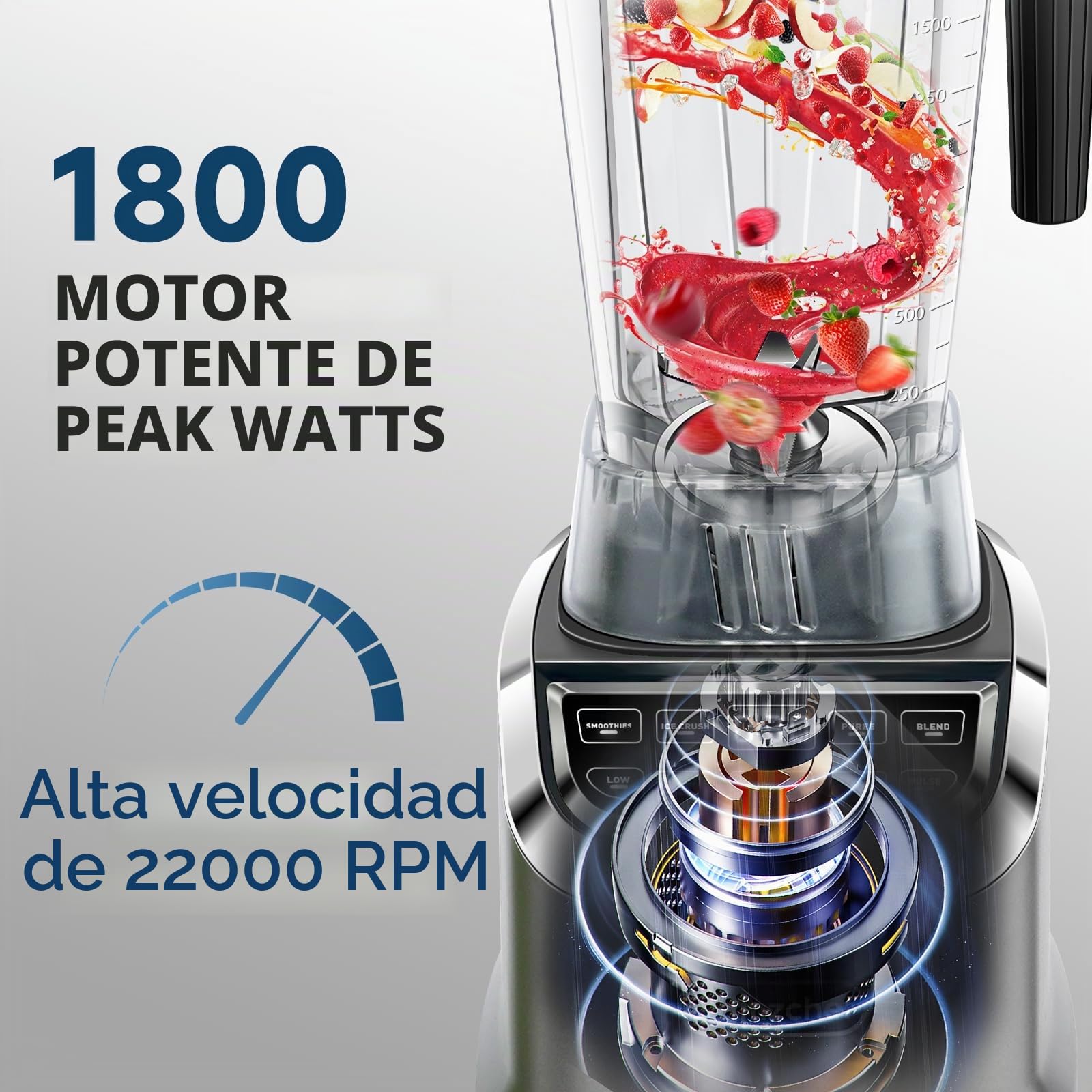 AMZCHEF Batidora de vaso 2 en 1 con dos recipientes mezcladores - Batidora de alto rendimiento 1800 W