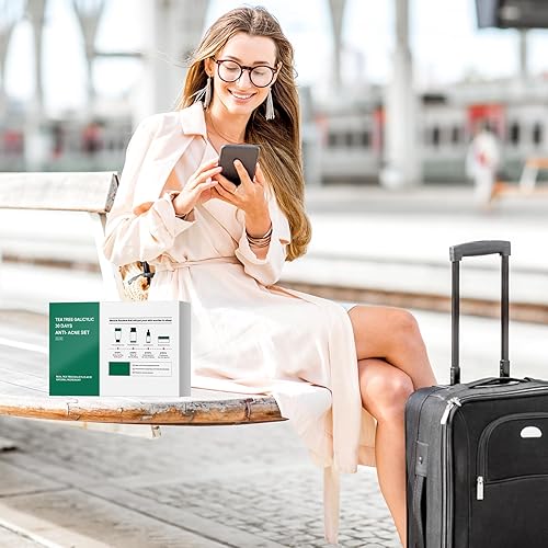 Miniatura 6 de Tea Tree - Juego de cuidado facial de ácido salicílico para el cuidado de la piel, juego de regalo de tamaño de viaje, tratamiento hormonal quístico