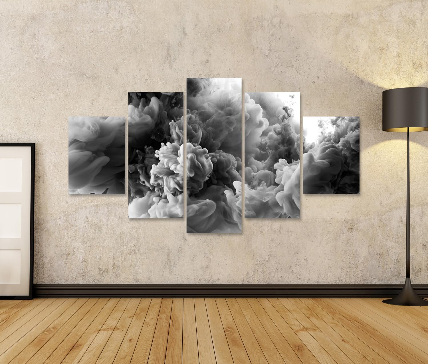islandburner Bild auf Leinwand Faszinierende Tintenwolken Kunstdruck Wohnzimmer Für Kunstliebhaber - 5-teilig - Edition F1