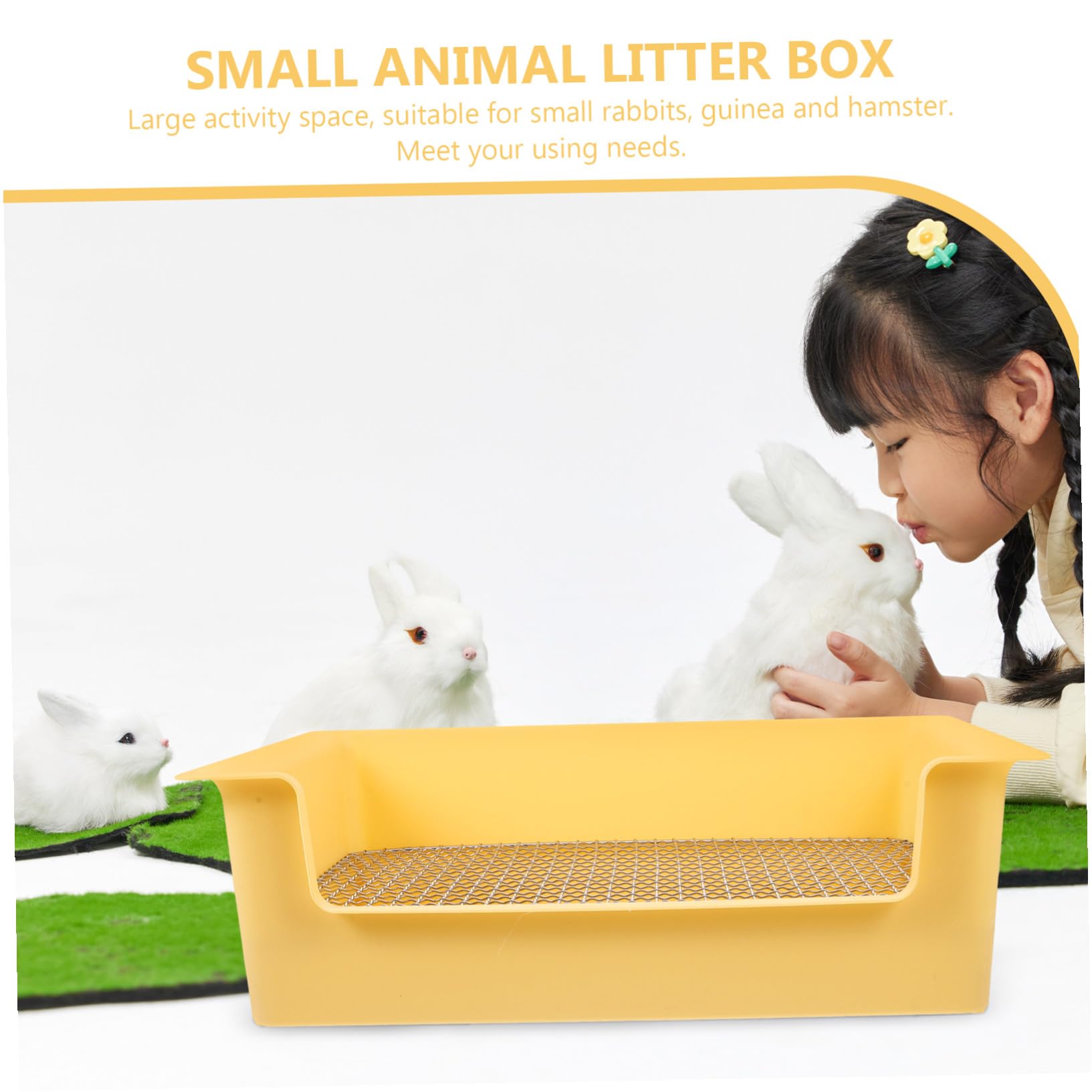 BESPORTBLE Toilette per Coniglietti Angolare in Plastica Gialla Bordo Sicuro per Addestramento Lettiera Animali Domestici Piccoli Come Porcellini D'india e Criceti